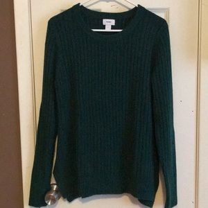 Ribbed, green Old Navy sweater.